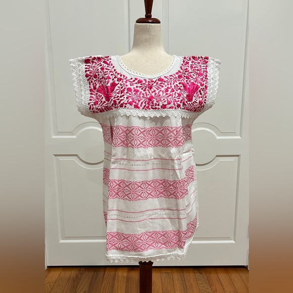 Paloma Embroidered Mexican Blouse, handLoom Fabric. - Picture 1 of 7